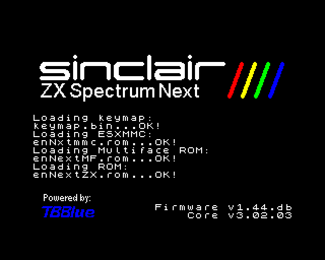 The ZX Spectrum Next firmware splash screen
