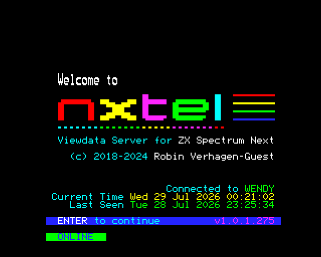 NXtel connected to the live BBS through the emulated ESP-01